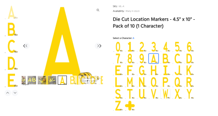 Mighty Line Floor Tape Location Markers - Letters & Numbers